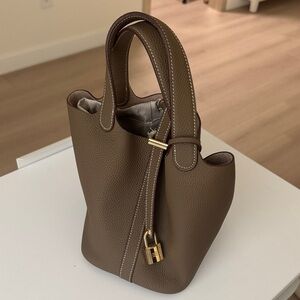 Mini Brown Leather Tote Bag